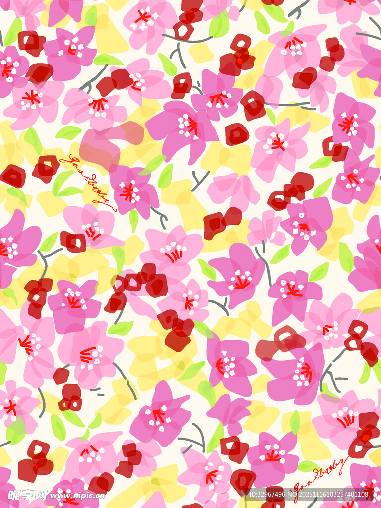 粉色 碎花 卡通