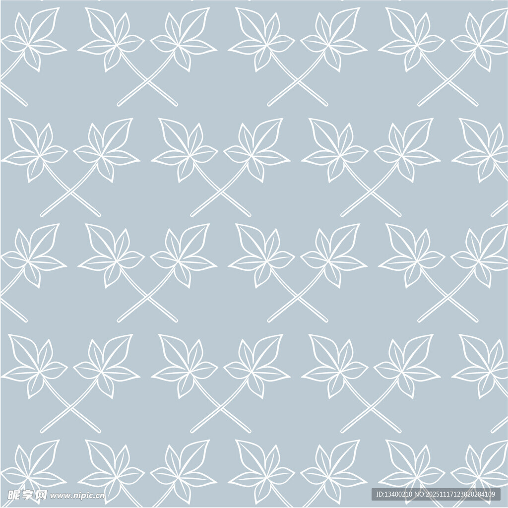 浅蓝色植物花纹无缝图案