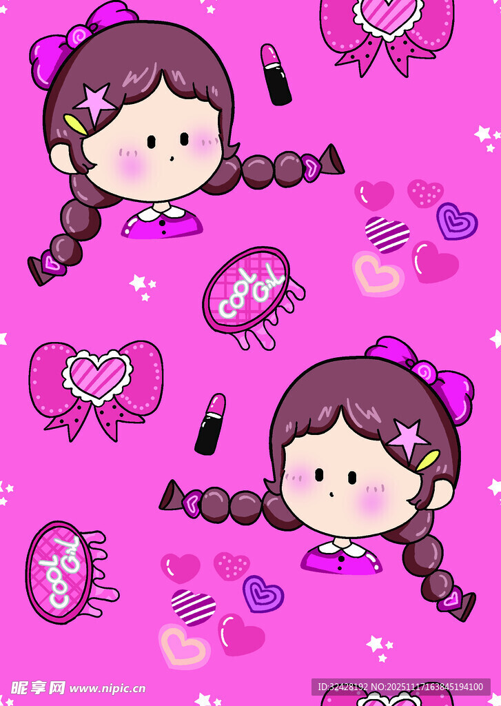女孩卡通印花