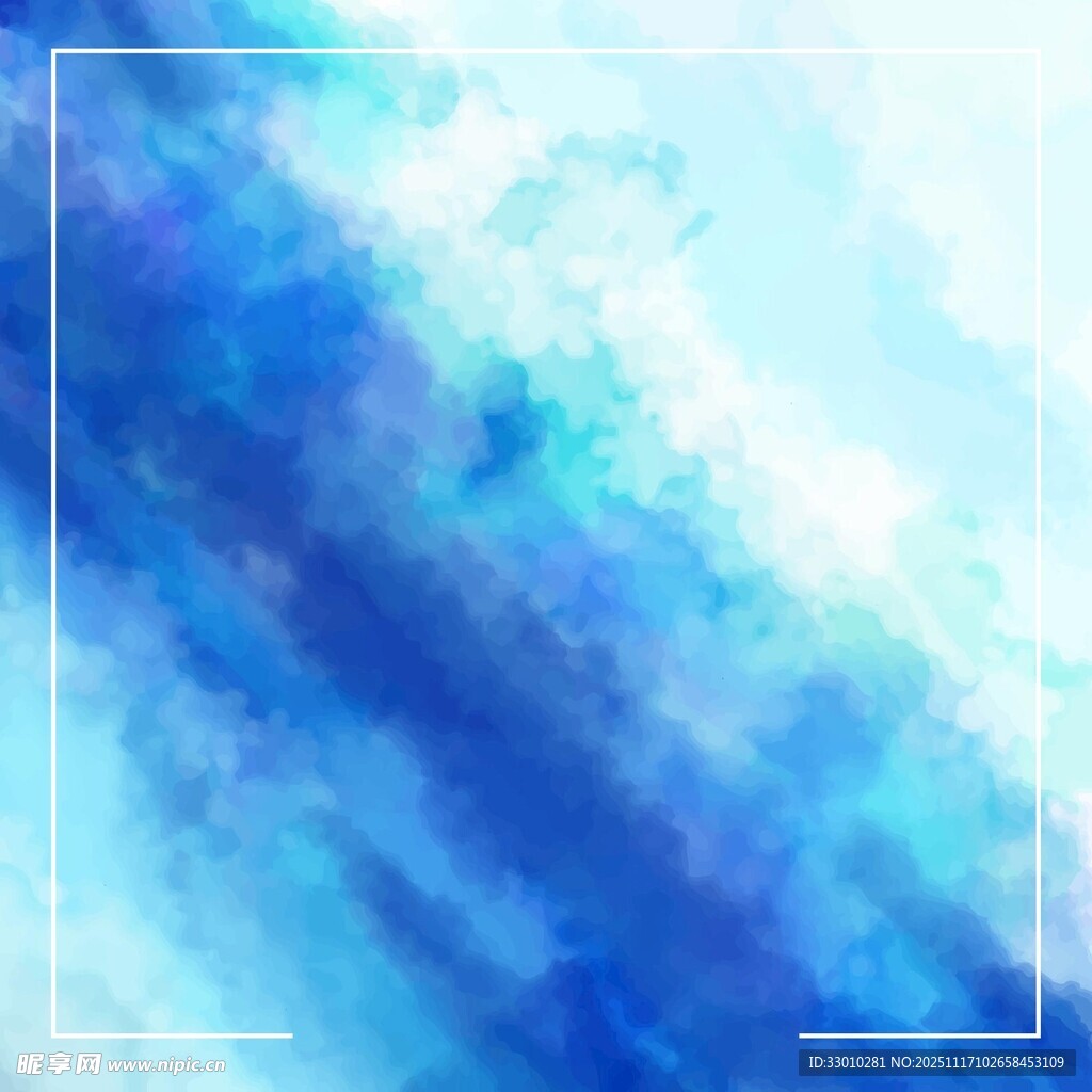 梦幻蓝调水彩背景