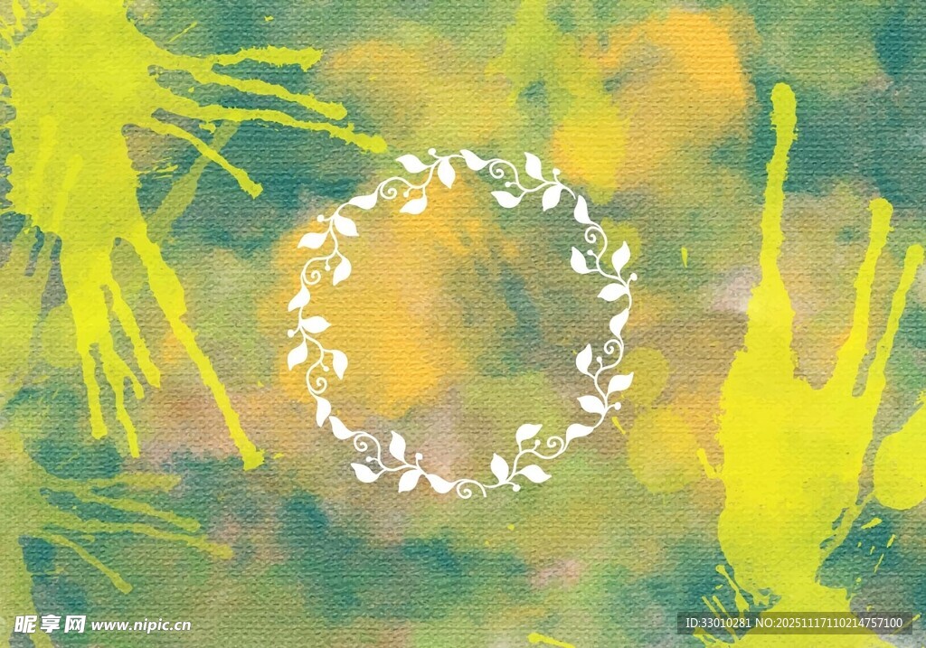 水彩风花环抽象背景图