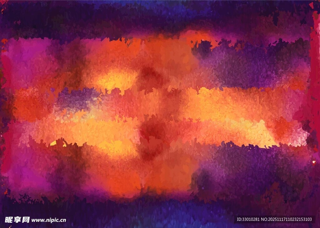 梦幻绚丽抽象水彩画