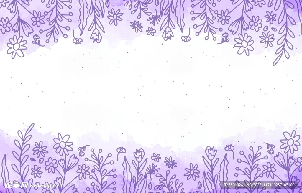 紫色花卉边框装饰图案