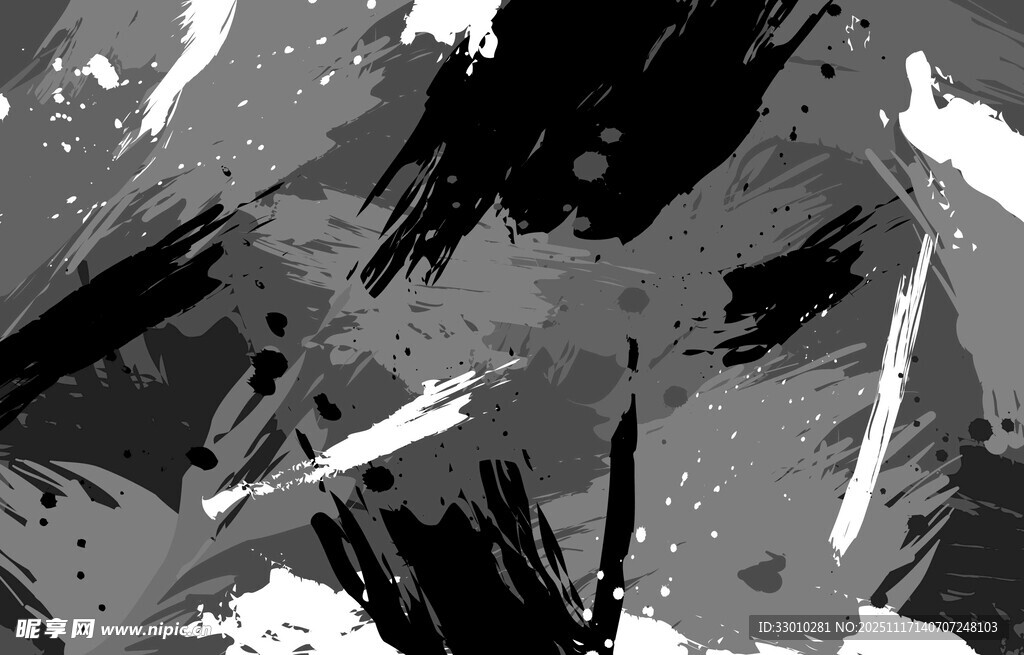 黑白墨韵笔触抽象背景图