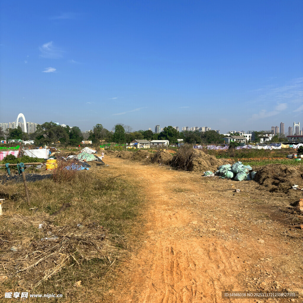 乡村土路旁的多彩帐篷