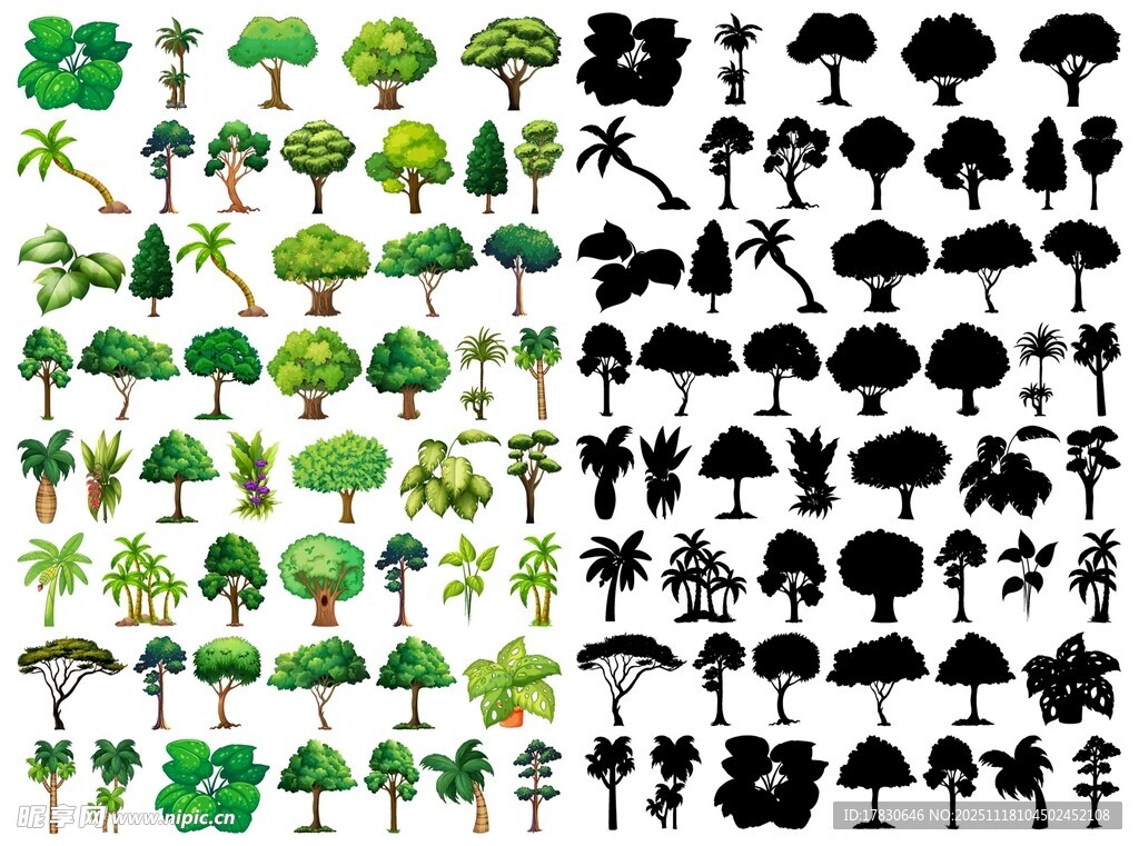 多样树木剪影素材集合