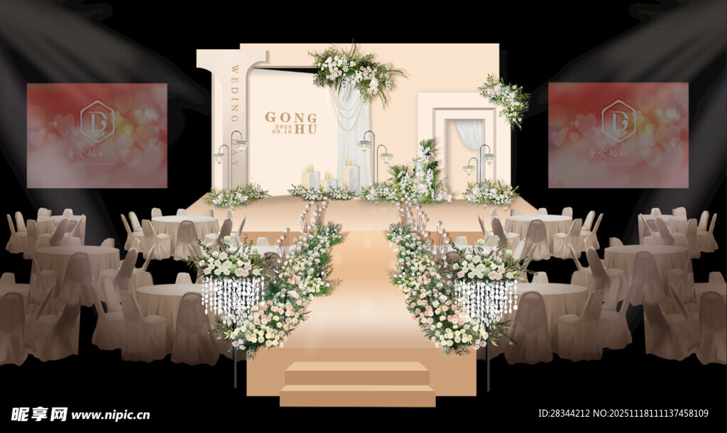 浪漫白色系婚礼现场布置