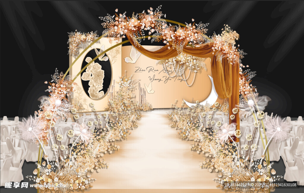 香槟色系婚礼现场布置