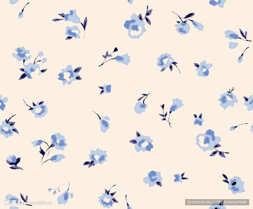 蓝白花卉图案背景