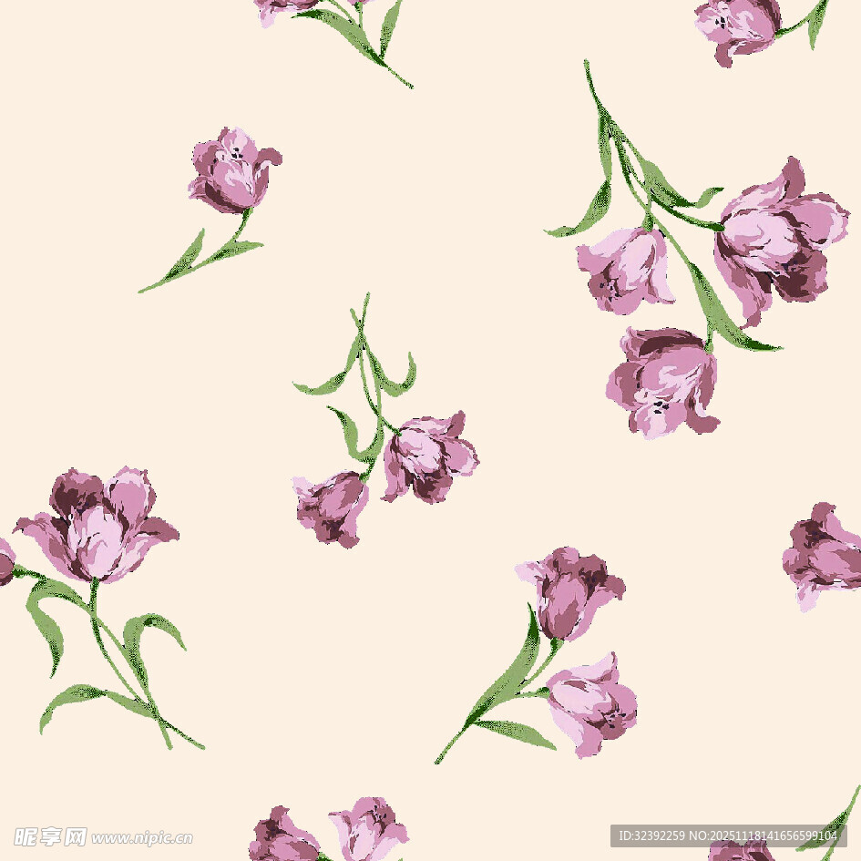 淡粉花卉无缝图案背景