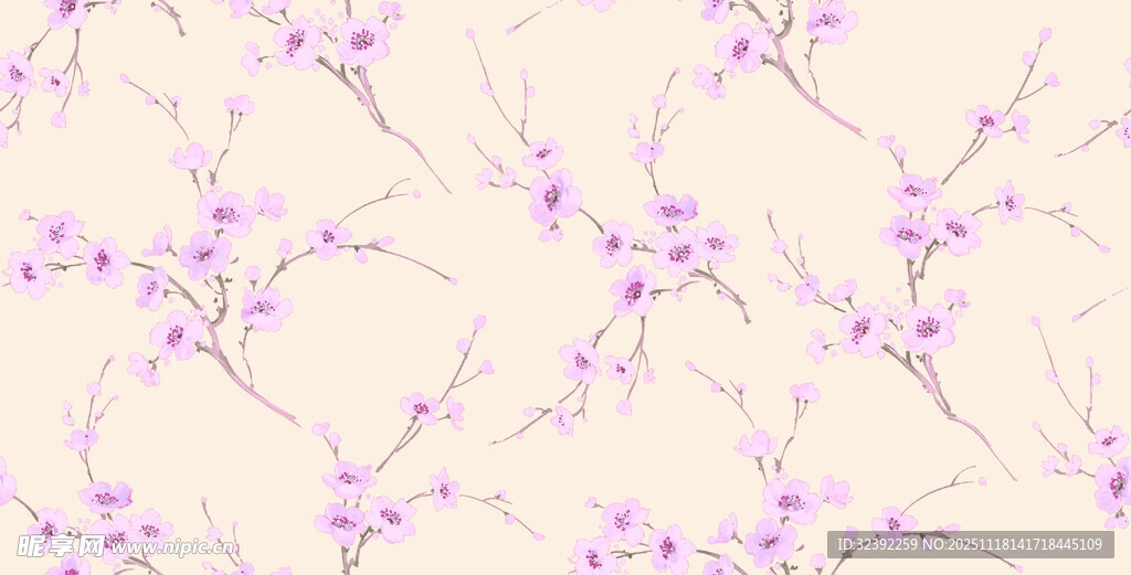 淡紫色花枝图案纹理
