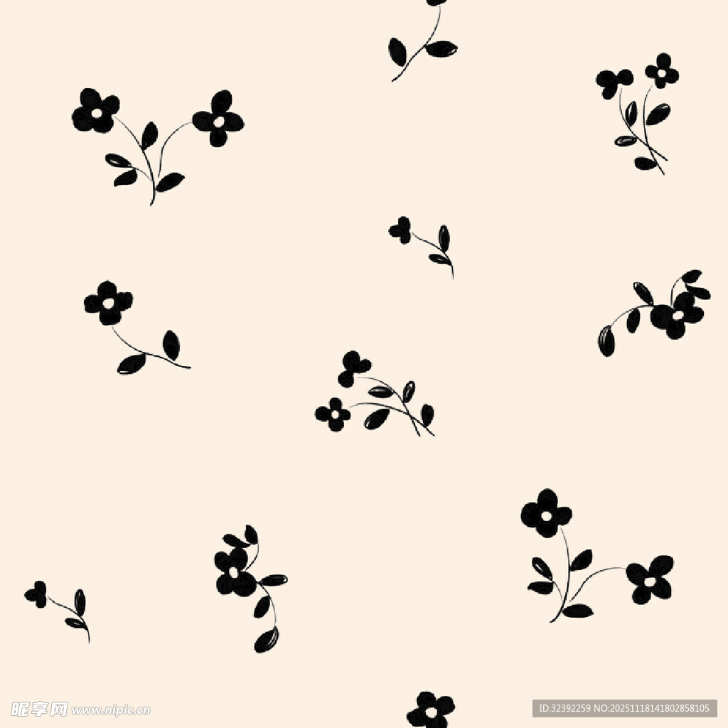 简约黑白花卉图案背景