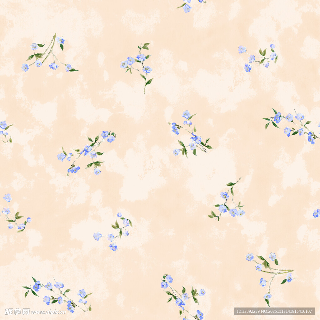 淡米色底小蓝花图案背景