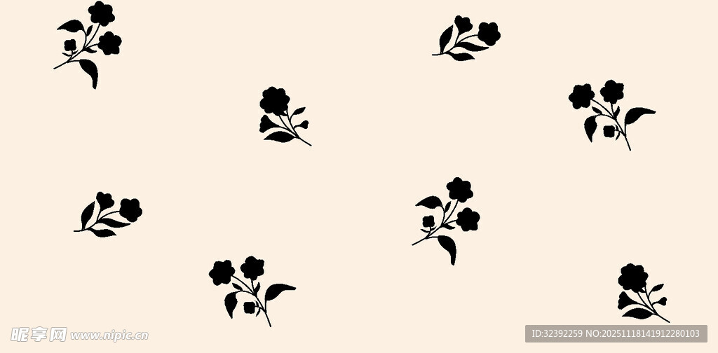 简约黑色花卉图案背景