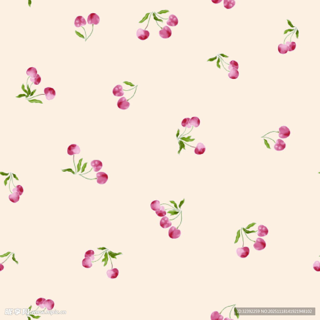 樱桃碎花图案背景