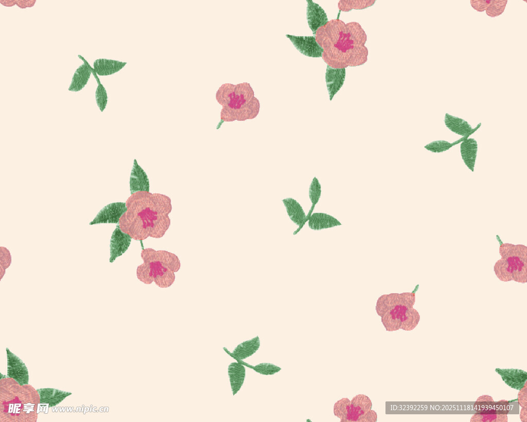 粉色玫瑰花卉无缝图案