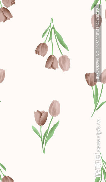 水彩郁金香花卉无缝图案