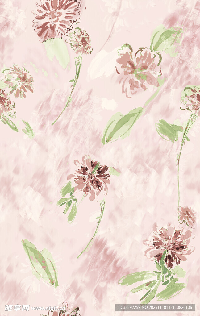 粉色花卉图案布料纹理