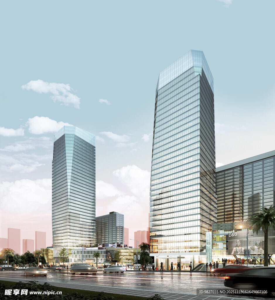 现代都市摩天大楼城市综合体景观