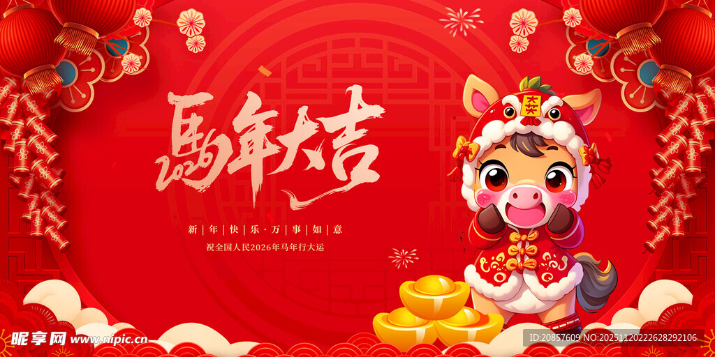 马年大吉喜庆插画