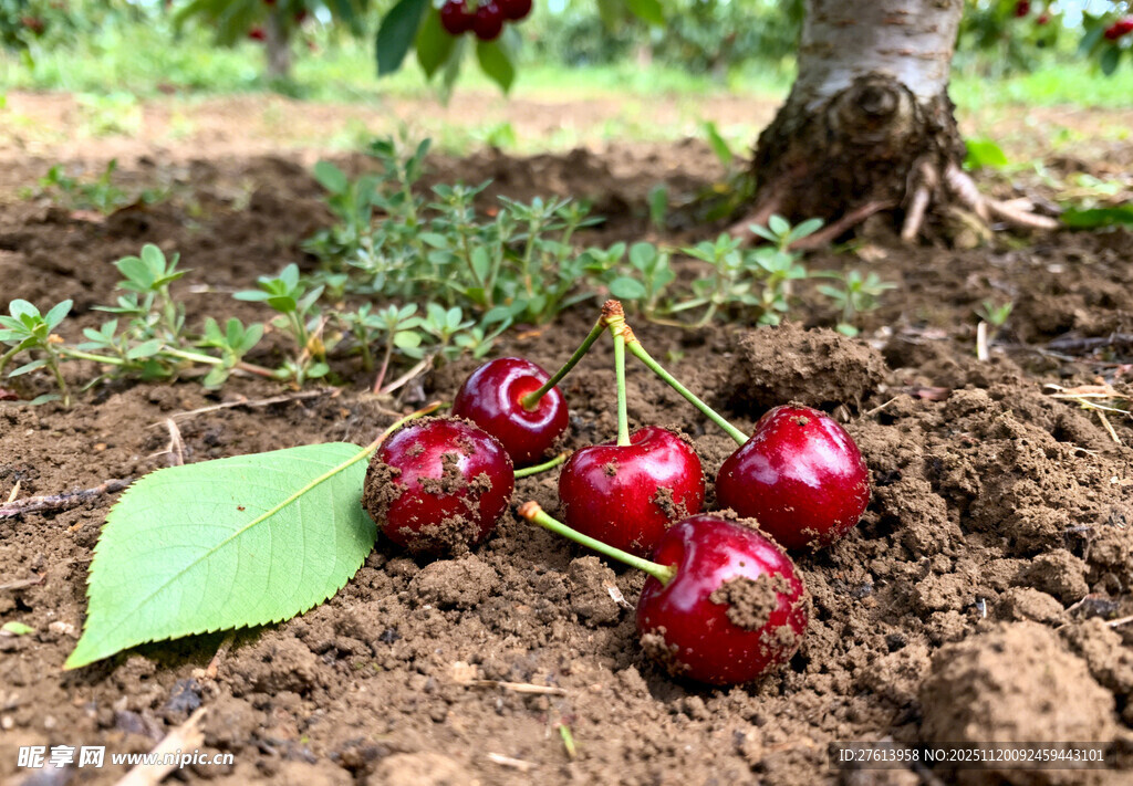 地上的樱桃