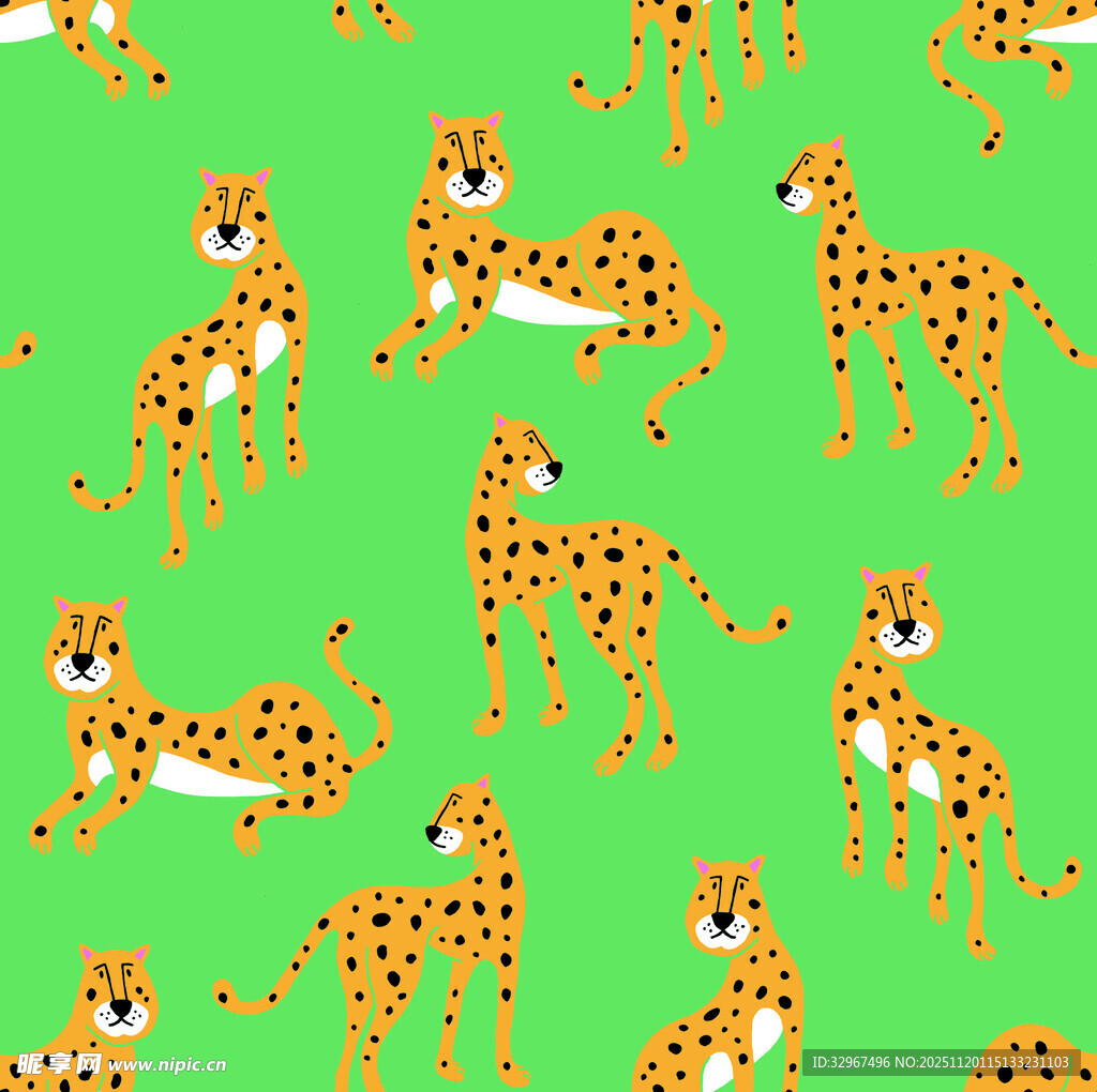 绿底卡通豹