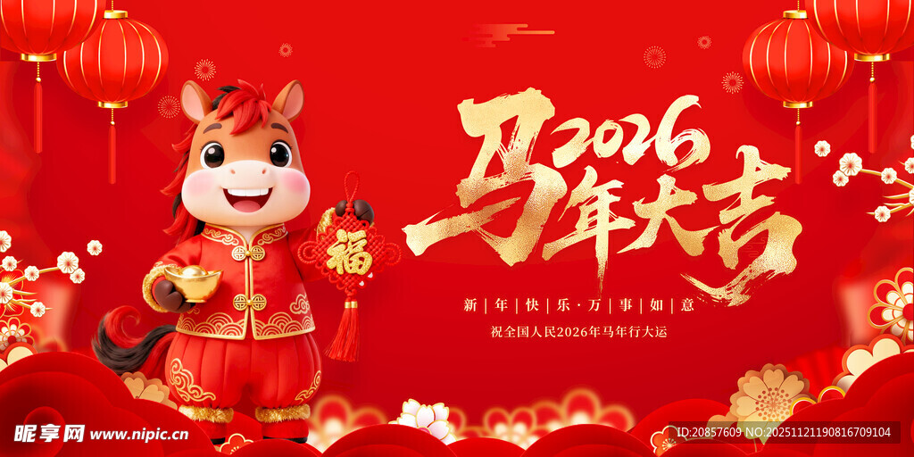 马年吉祥物贺岁图