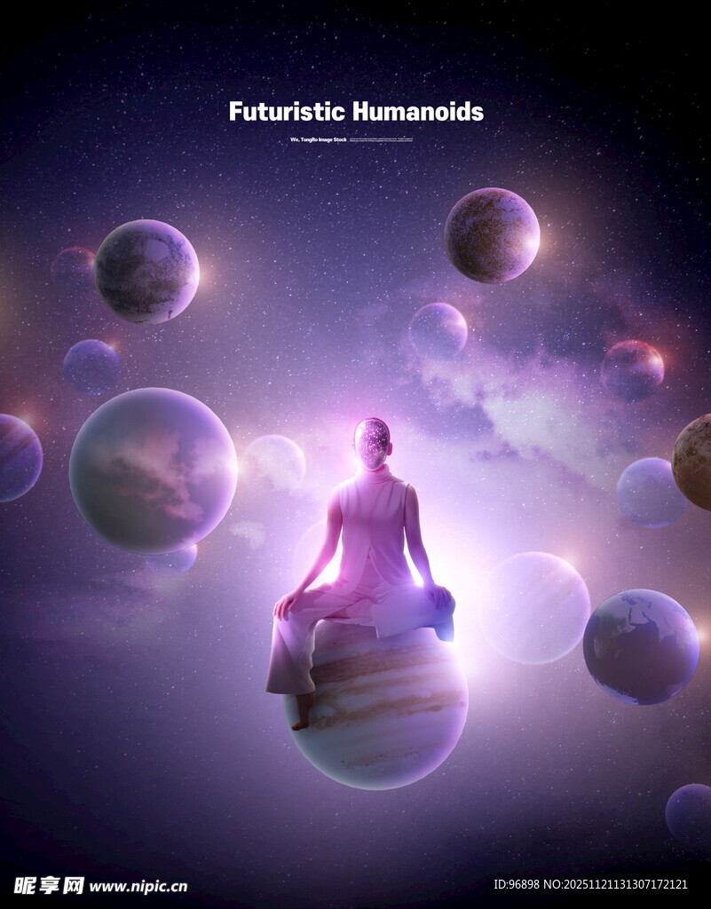 冥想中的空灵紫色梦幻场景