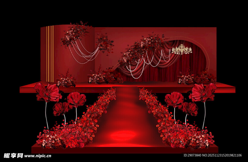 红色浪漫婚礼舞台布置