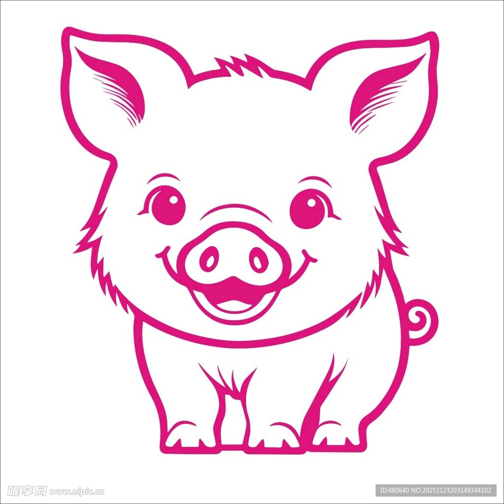 可爱粉色小猪卡通形象