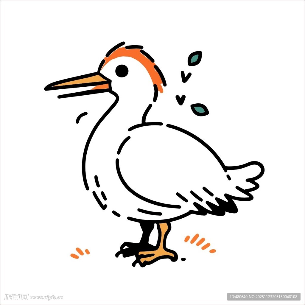 卡通白鹭甩水瞬间