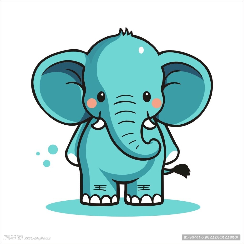 可爱蓝色小象卡通形象
