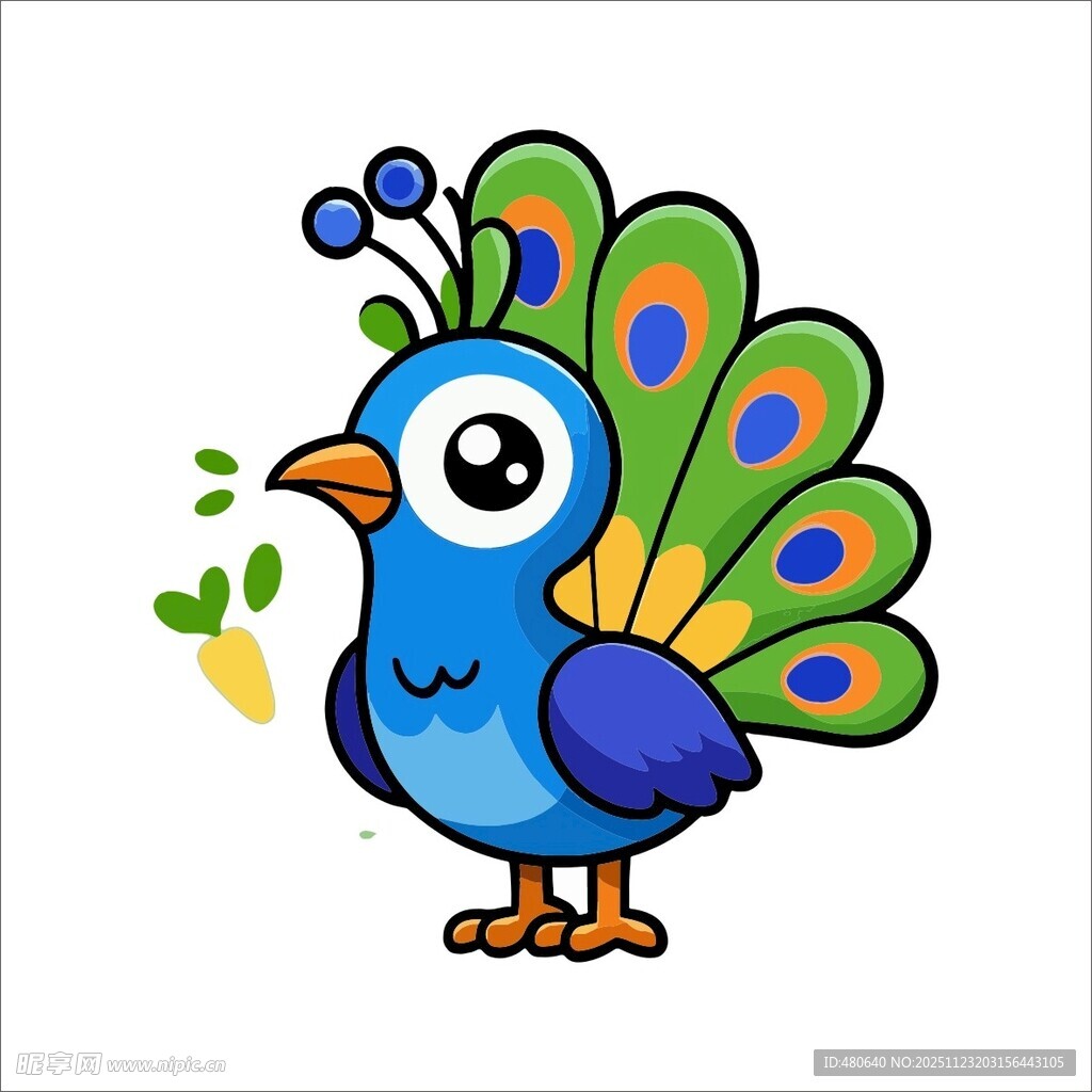 可爱卡通小孔雀
