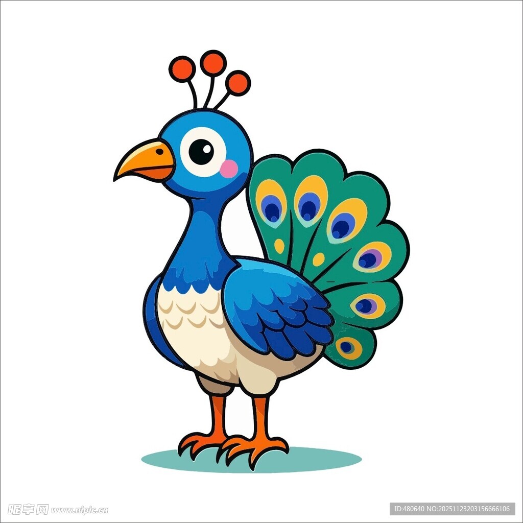 可爱卡通孔雀形象