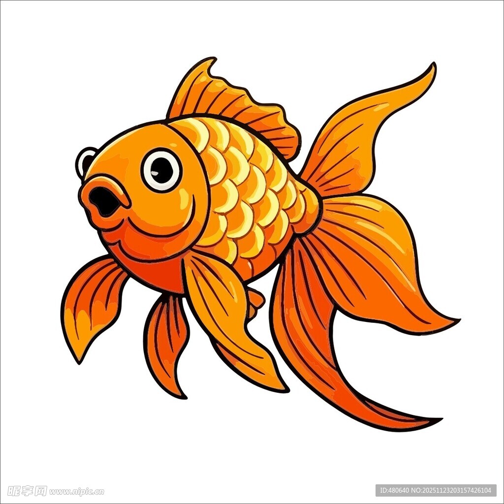 可爱卡通金鱼插画