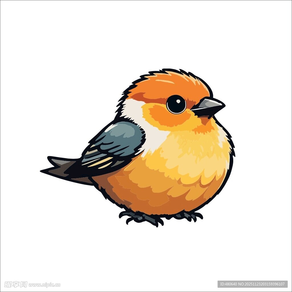 可爱圆胖小鸟插画