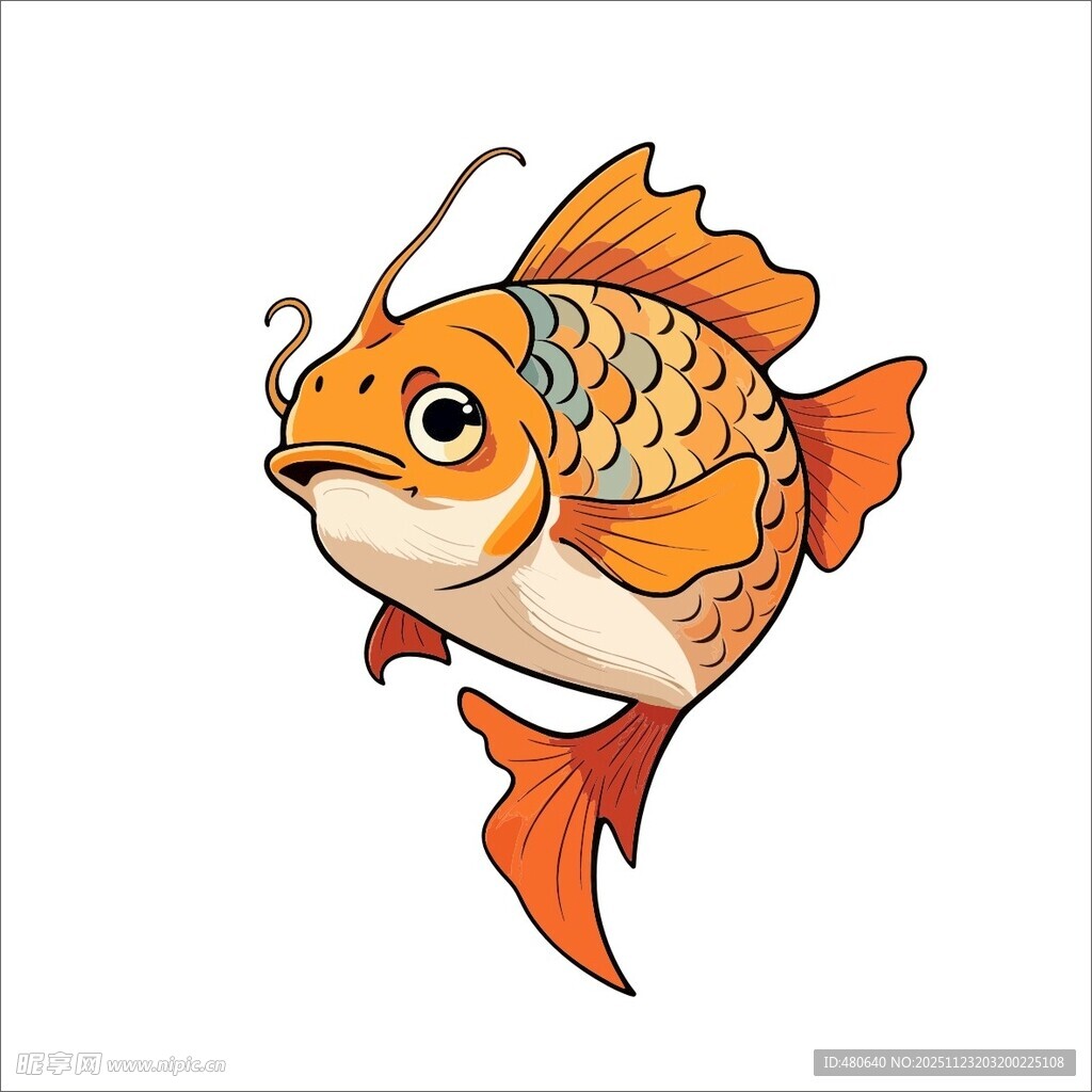 可爱卡通金鱼插画