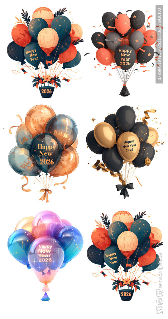 2026多彩气球组合装饰图案