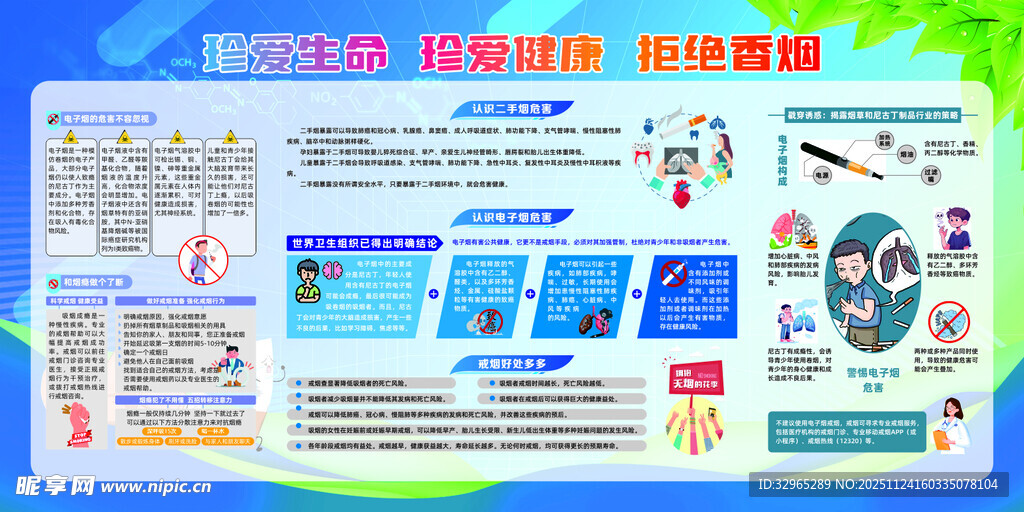 珍爱生命 拒绝香烟 戒烟宣传栏