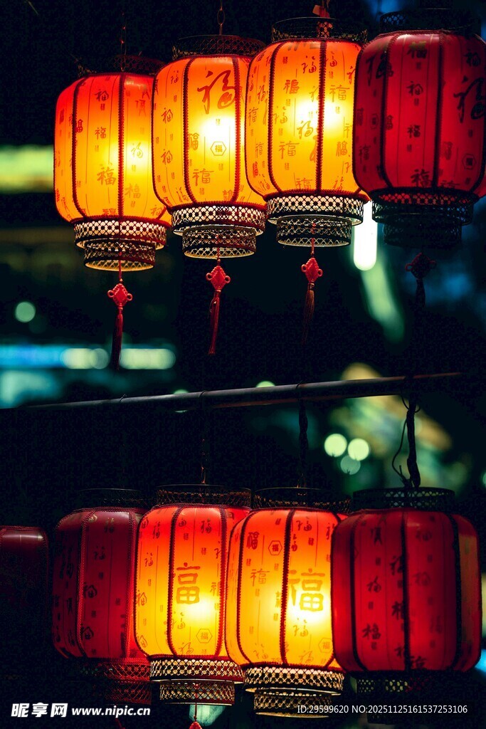 古色古香红灯笼夜景
