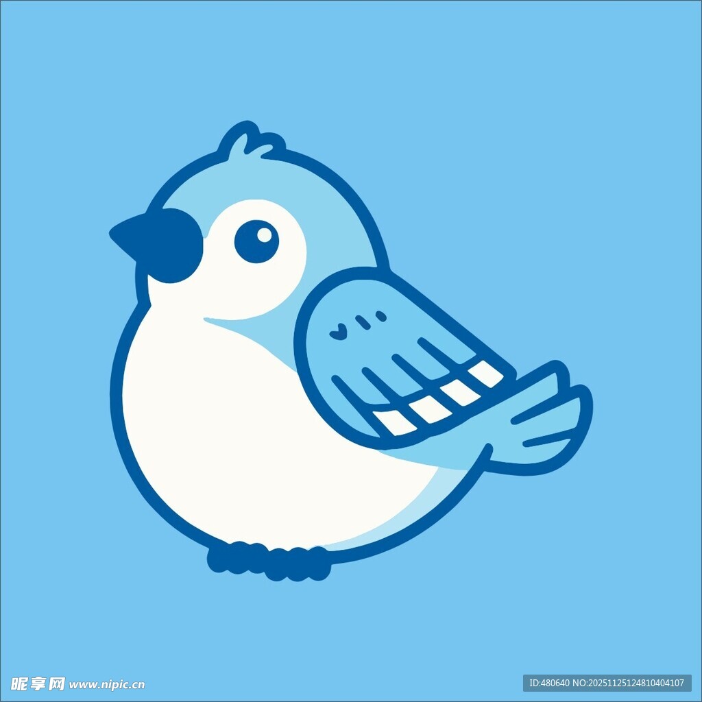 蓝色卡通小鸟形象设计