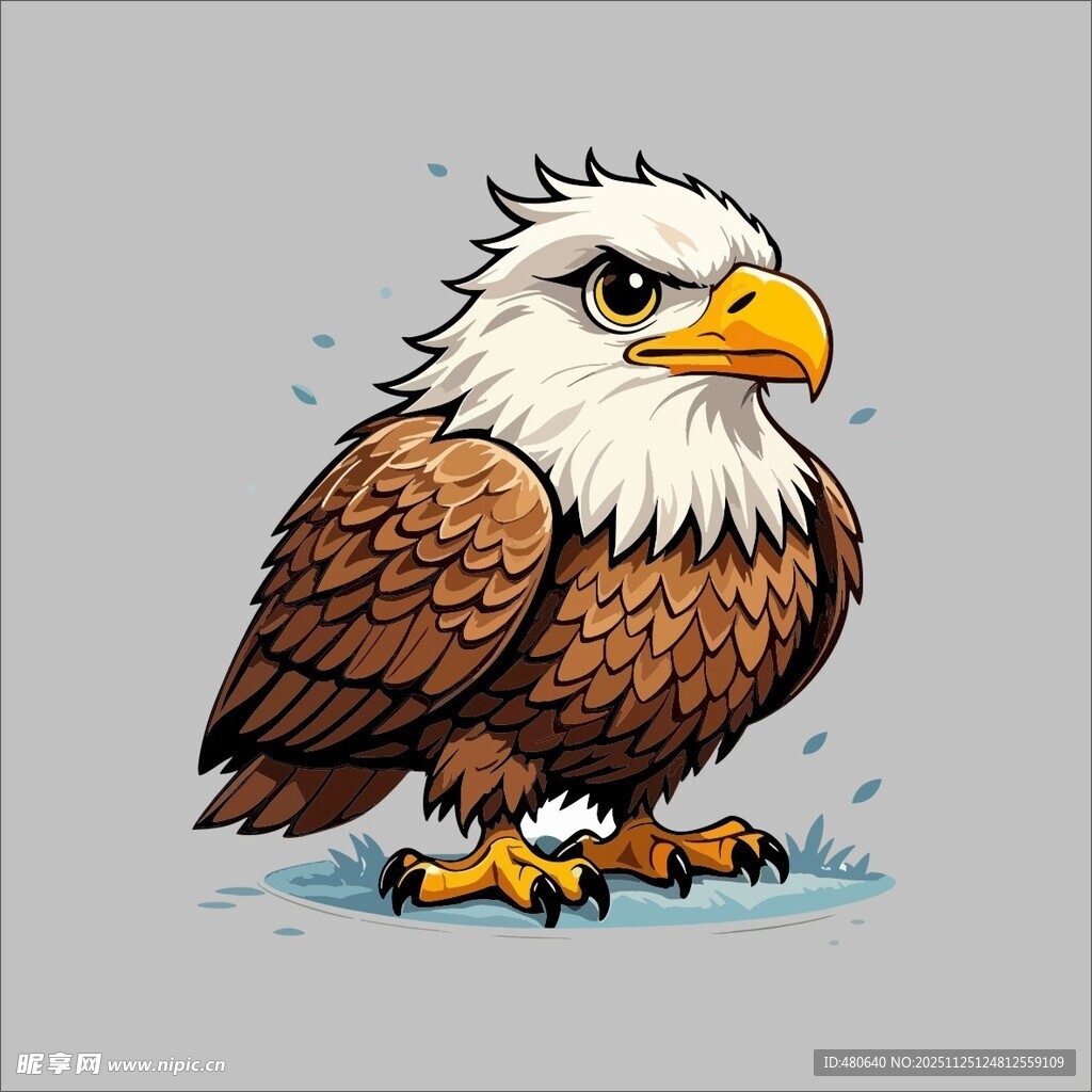 站立的卡通白头鹰形象