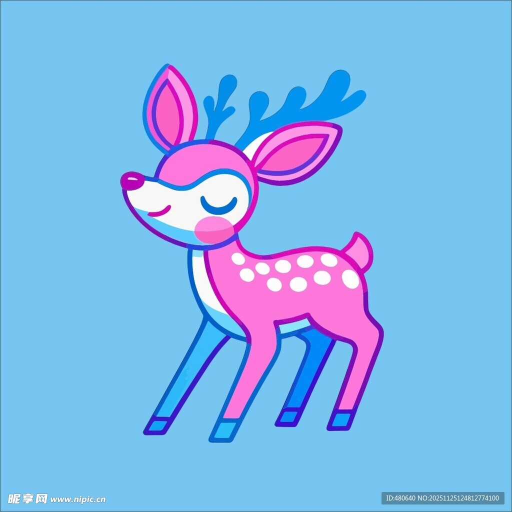 可爱粉色小鹿卡通形象
