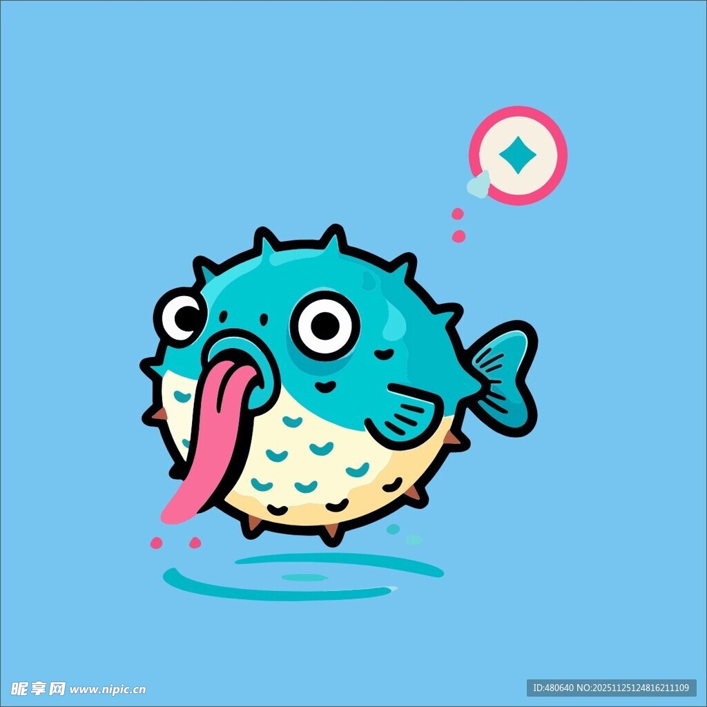 吐舌的可爱小刺豚