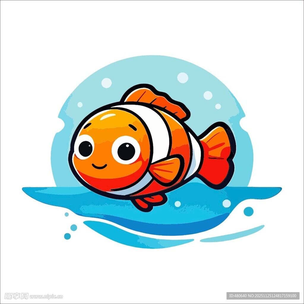 可爱小丑鱼在水中游动