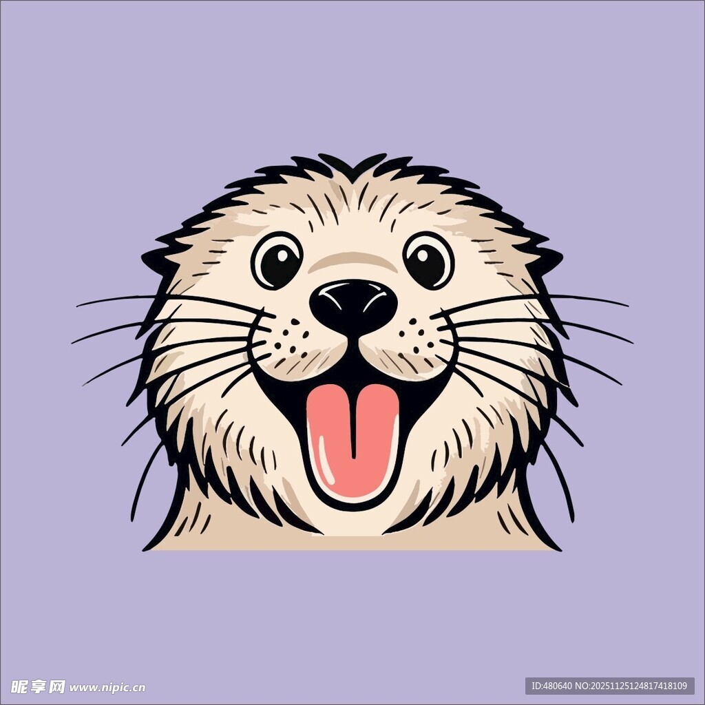 可爱海獭吐舌卡通形象