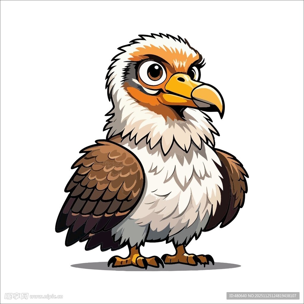 卡通风格站立的白头鹰