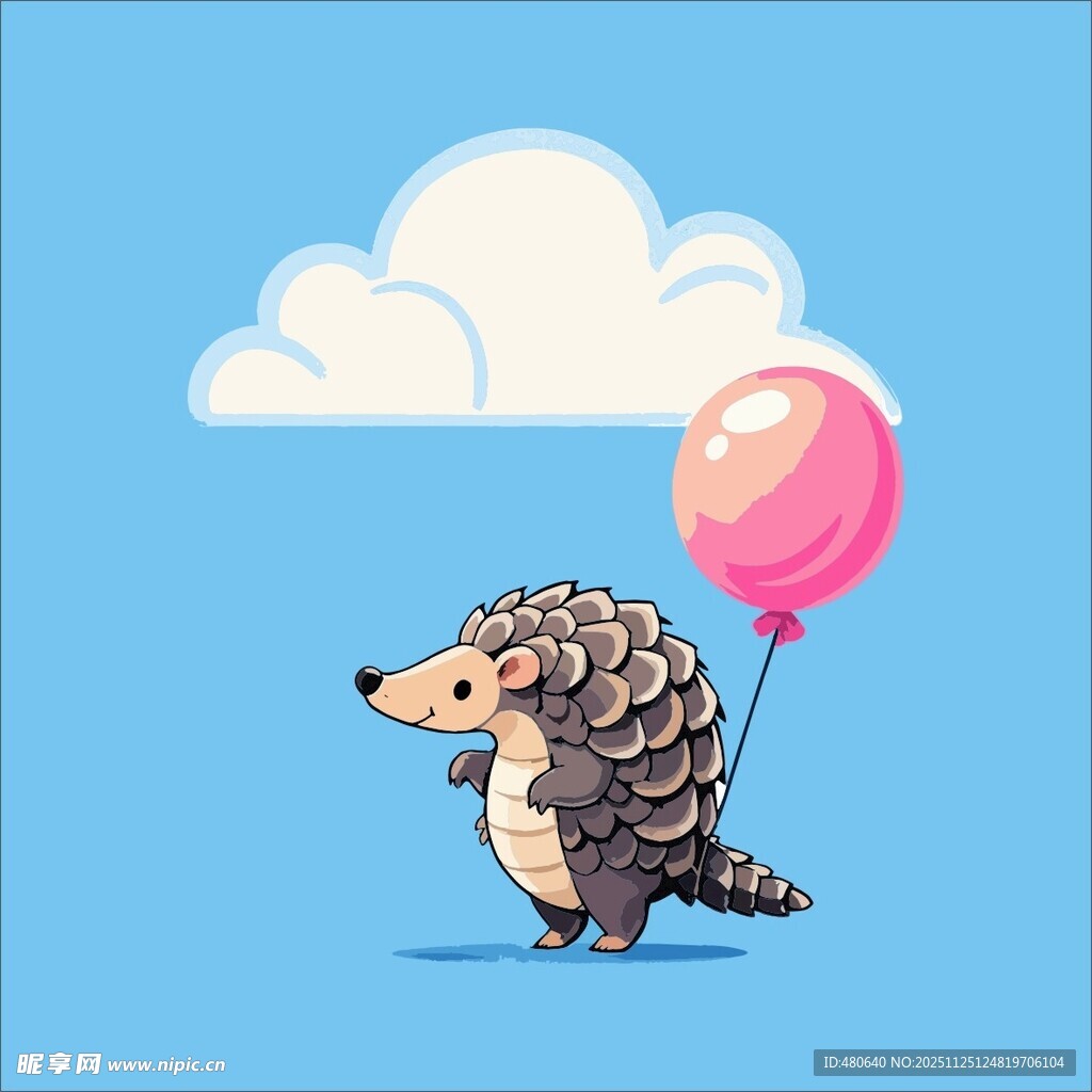 小刺猬与粉色气球