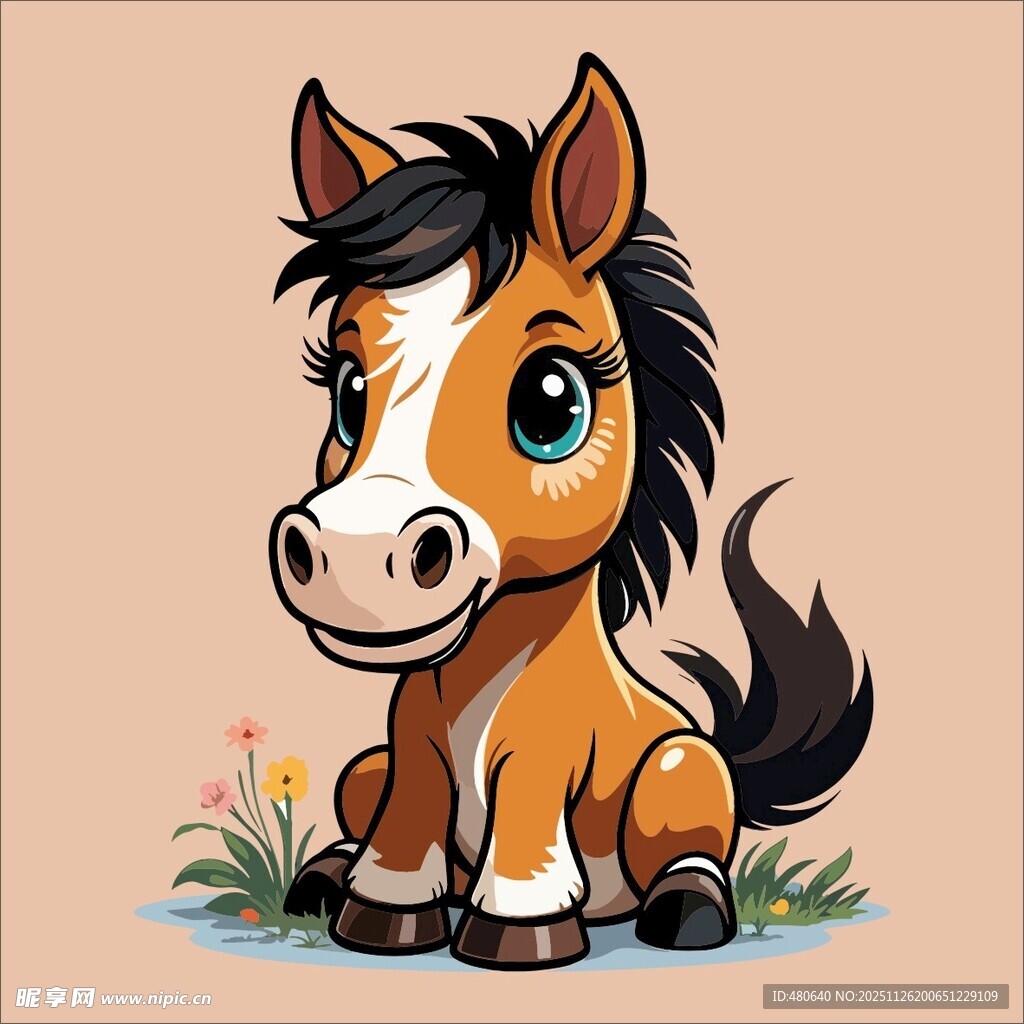 可爱萌趣小马插画