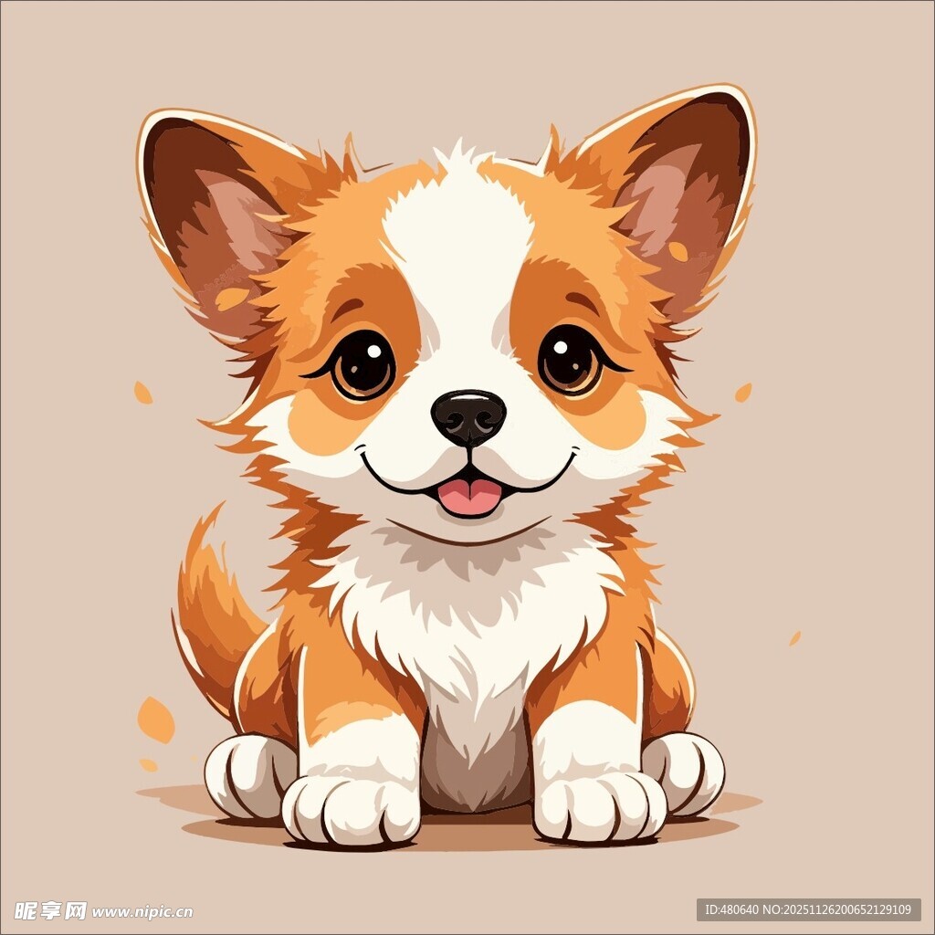 可爱柯基小狗插画